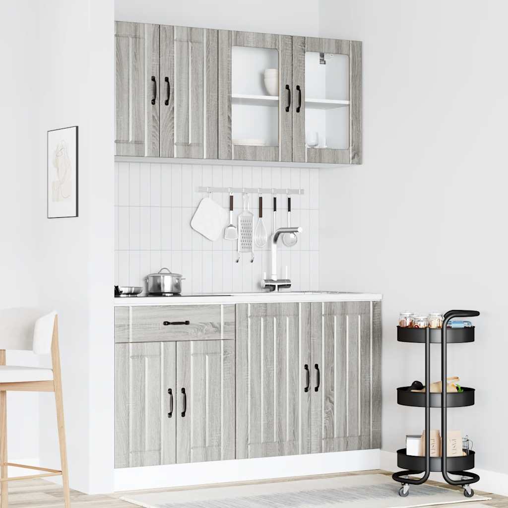 Set Mobili da Cucina 4 pz Lucca Grigio Sonoma in Truciolato 3314867