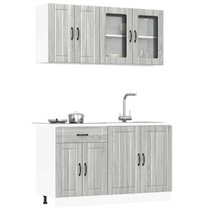 Set Mobili da Cucina 4 pz Kalmar Grigio Sonoma in Truciolato