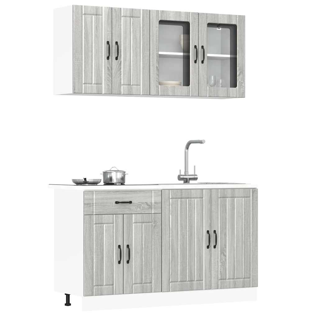 Set Mobili da Cucina 4 pz Lucca Grigio Sonoma in Truciolato 3314867