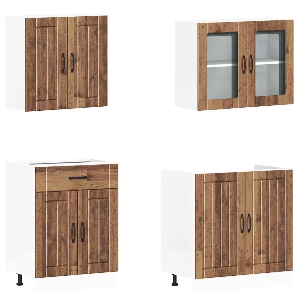 Set Mobili da Cucina 4 pz Kalmar Legno Vecchio in Truciolato 3314869