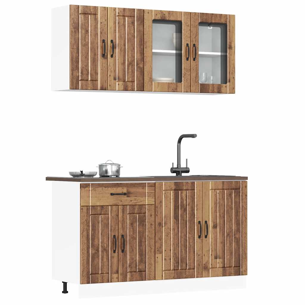 Set Mobili da Cucina 4 pz Kalmar Legno Vecchio in Truciolato 3314869