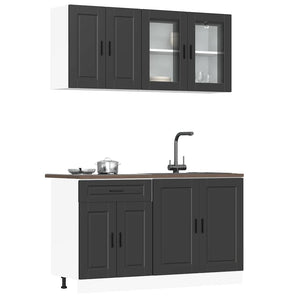 Set Mobili da Cucina 4 pz Porto Neri Legno Multistrato 3314872