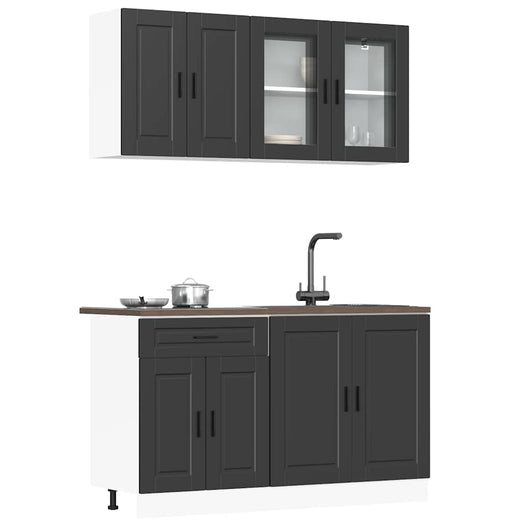 Set Mobili da Cucina 4 pz Porto Neri Legno Multistrato 3314872
