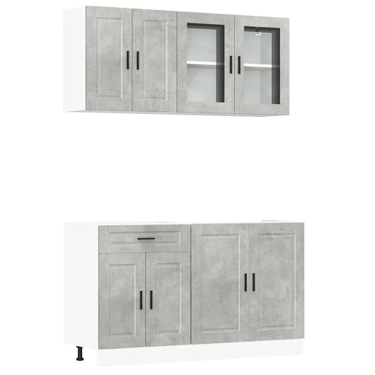 Set Mobili da Cucina 4 pz Porto Grigio Cemento in Truciolato 3314875