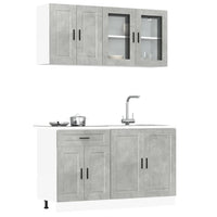 Set Mobili da Cucina 4 pz Porto Grigio Cemento in Truciolato 3314875