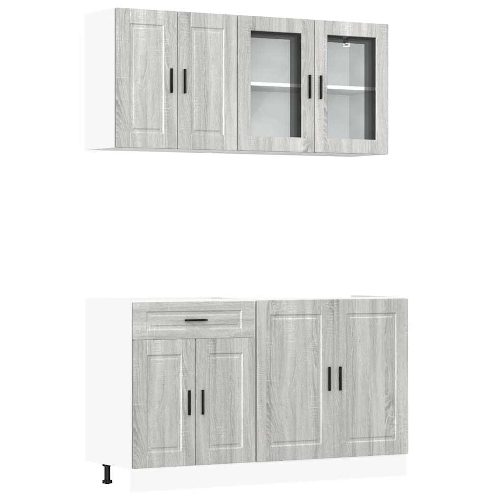 Set Mobili da Cucina 4 pz Porto Grigio Sonoma in Truciolato 3314877