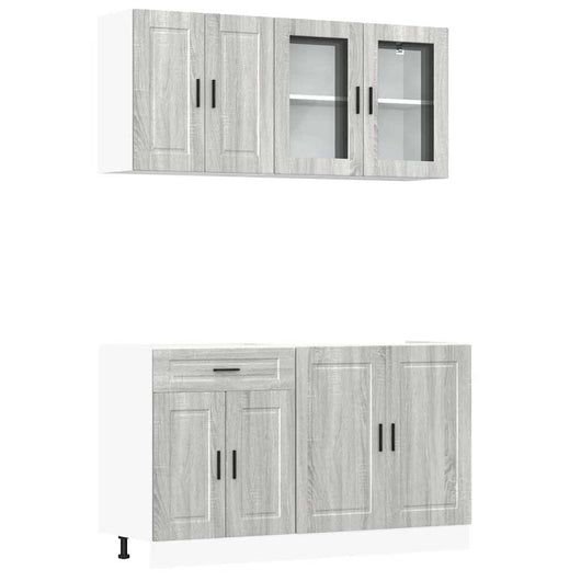 Set Mobili da Cucina 4 pz Porto Grigio Sonoma in Truciolato 3314877