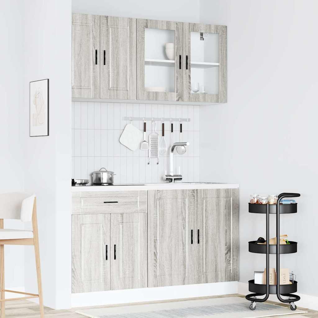 Set Mobili da Cucina 4 pz Porto Grigio Sonoma in Truciolato 3314877