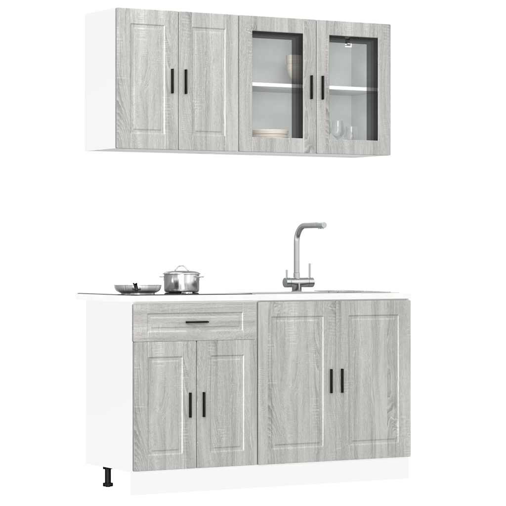 Set Mobili da Cucina 4 pz Porto Grigio Sonoma in Truciolato 3314877