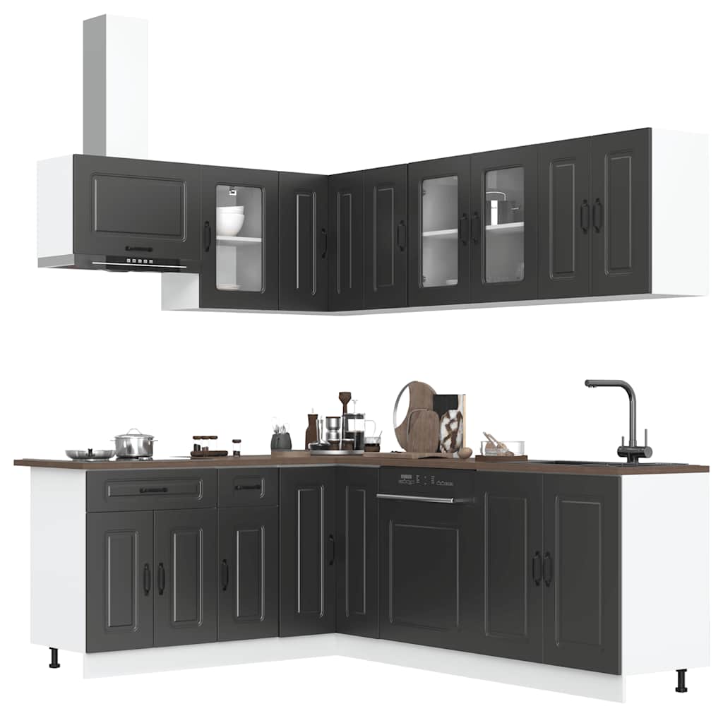 vidaXL Set Mobili da Cucina 11 pz Kalmar Neri Legno Multistrato