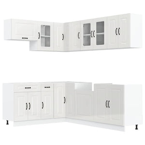 vidaXL Set Mobili da Cucina 11 pz Kalmar Bianchi Lucido in Truciolato