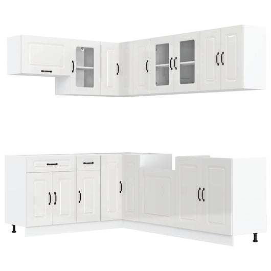 vidaXL Set Mobili da Cucina 11 pz Kalmar Bianchi Lucido in Truciolato