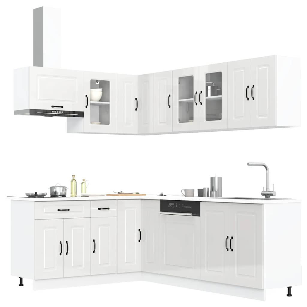 vidaXL Set Mobili da Cucina 11 pz Kalmar Bianchi Lucido in Truciolato