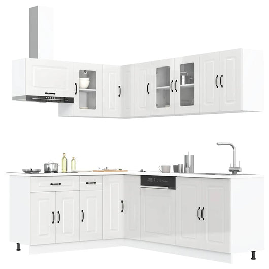 vidaXL Set Mobili da Cucina 11 pz Kalmar Bianchi Lucido in Truciolato