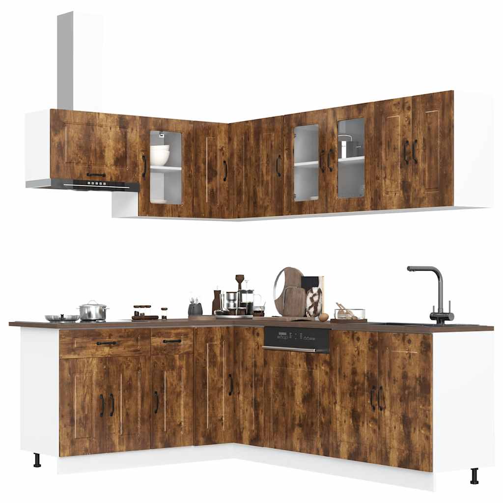 Set Mobili da Cucina 11 pz Kalmar Rovere Fumo Legno Multistrato 3314886