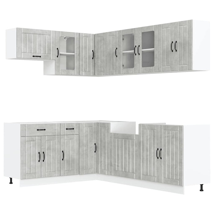 Set Mobili da Cucina 11 pz Lucca Grigio Cemento in Truciolato 3314895