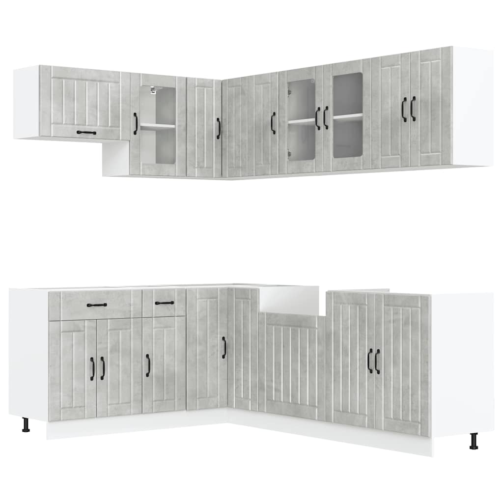 vidaXL Set Mobili da Cucina 11 pz Lucca Grigio Cemento in Truciolato
