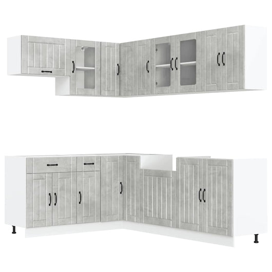 vidaXL Set Mobili da Cucina 11 pz Lucca Grigio Cemento in Truciolato