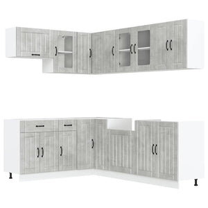 Set Mobili da Cucina 11 pz Lucca Grigio Cemento in Truciolato 3314895