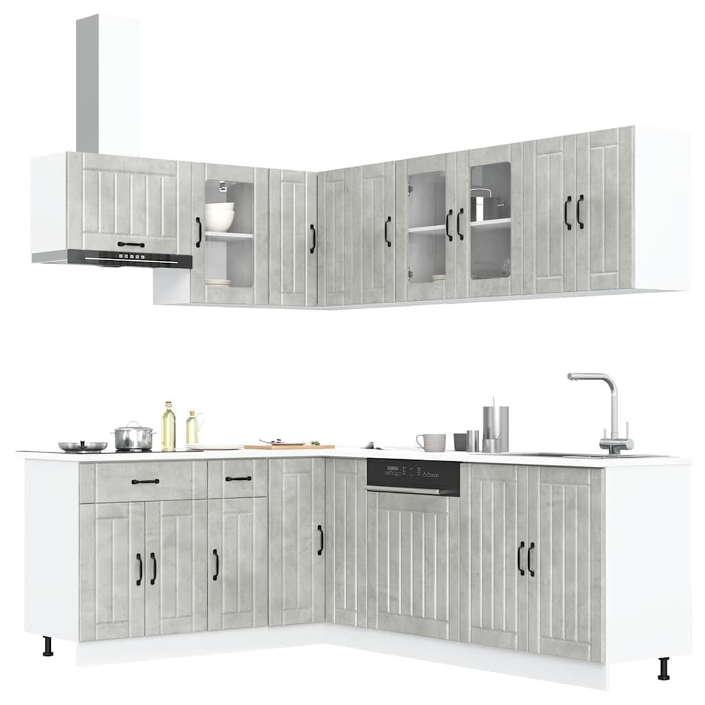 Set Mobili da Cucina 11 pz Lucca Grigio Cemento in Truciolato 3314895