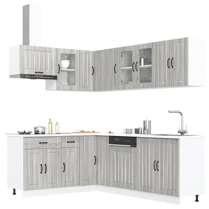 vidaXL Set Mobili da Cucina 11 pz Lucca Grigio Sonoma in Truciolato