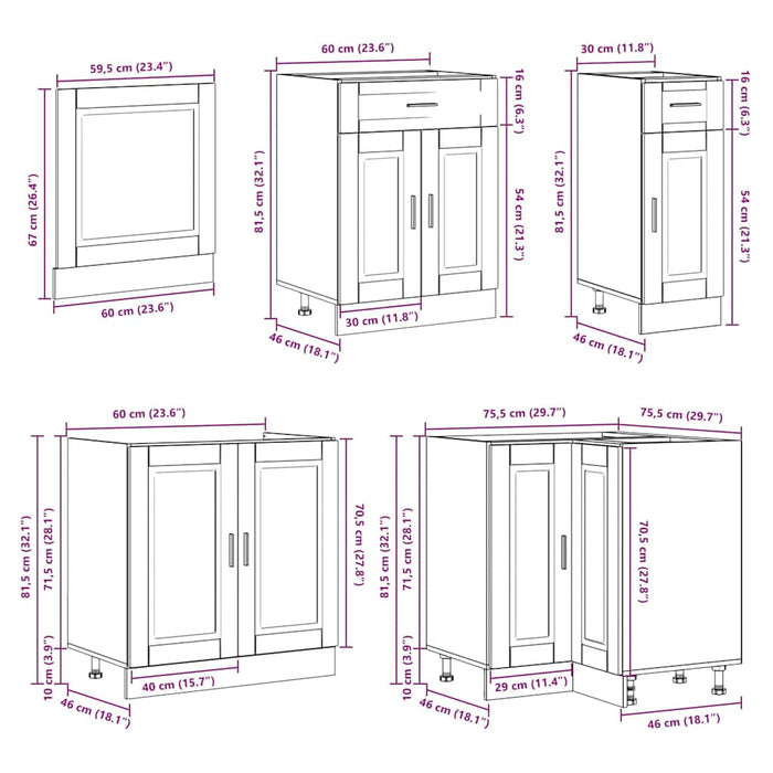 Set Mobili da Cucina 11 pz Porto Bianchi Legno Multistrato