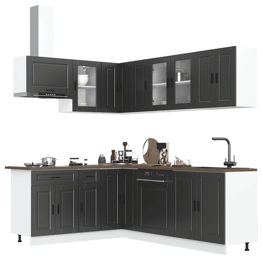 Set Mobili da Cucina 11 pz Porto Neri Legno Multistrato