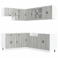 vidaXL Set Mobili da Cucina 11 pz Porto Grigio Sonoma in Truciolato