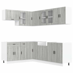 vidaXL Set Mobili da Cucina 11 pz Porto Grigio Sonoma in Truciolato
