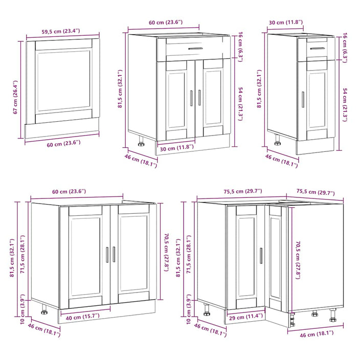 vidaXL Set Mobili da Cucina 11 pz Porto Grigio Sonoma in Truciolato