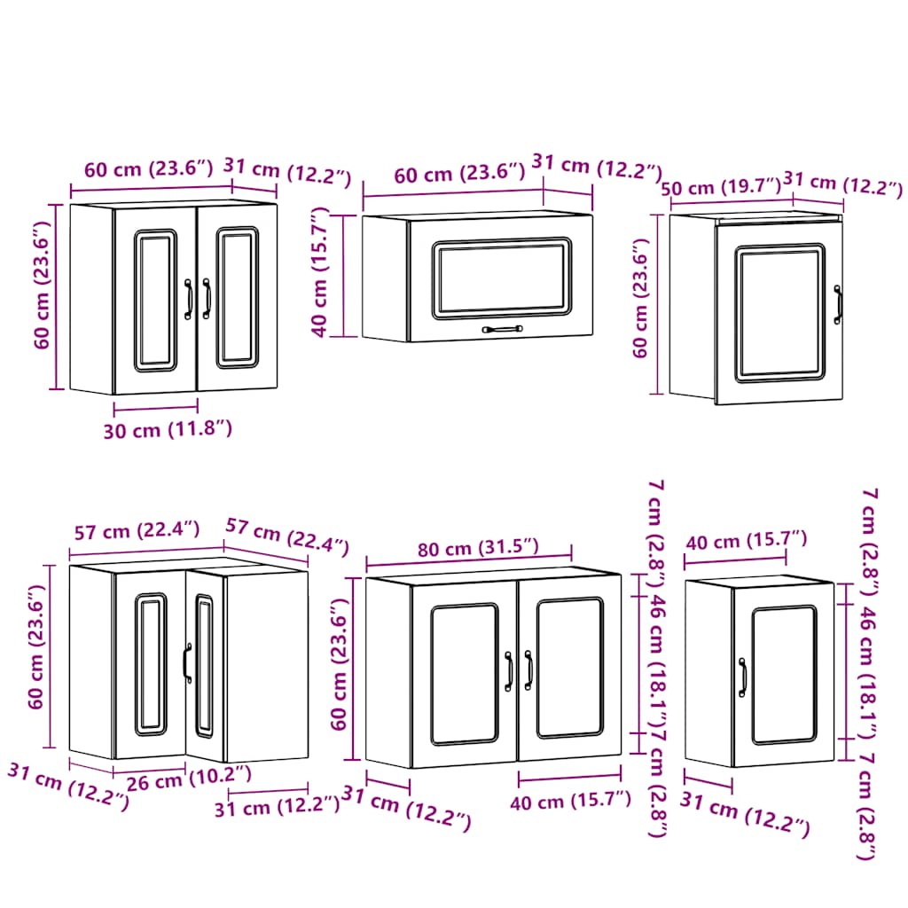 vidaXL Set Mobili da Cucina 11 pz Kalmar Neri Legno Multistrato