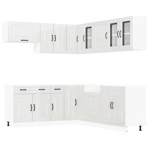 vidaXL Set Mobili da Cucina 11 pz Kalmar Bianchi Lucido in Truciolato