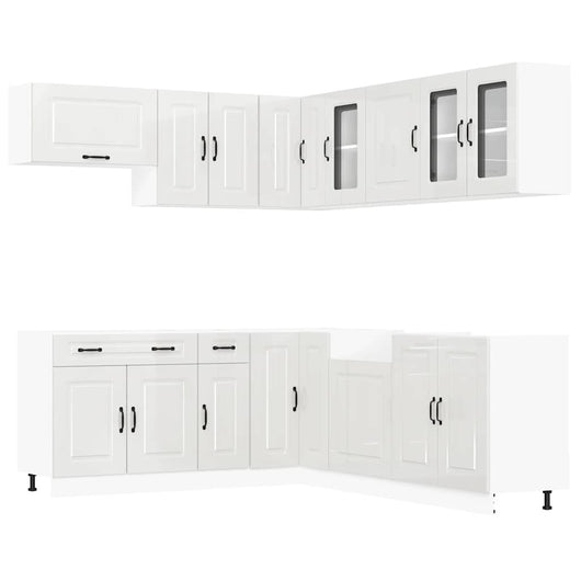 vidaXL Set Mobili da Cucina 11 pz Kalmar Bianchi Lucido in Truciolato