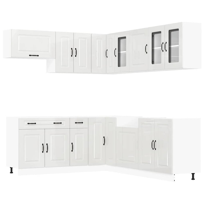 vidaXL Set Mobili da Cucina 11 pz Kalmar Bianchi Lucido in Truciolato