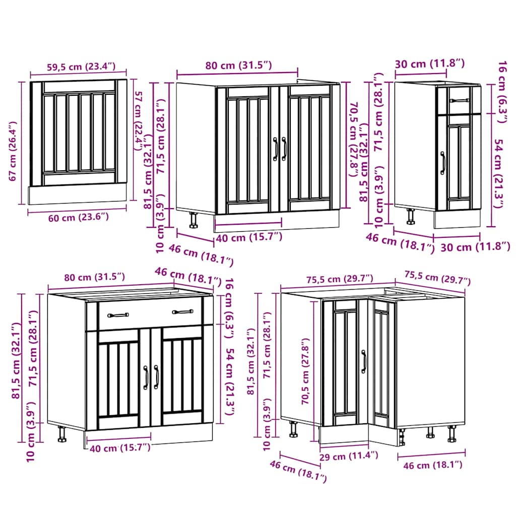 Set Mobili da Cucina 11 pz Lucca Bianchi Legno Multistrato 3314921