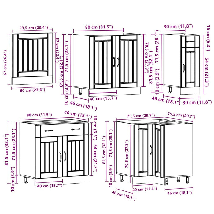Set Mobili da Cucina 11 pz Lucca Bianchi Legno Multistrato