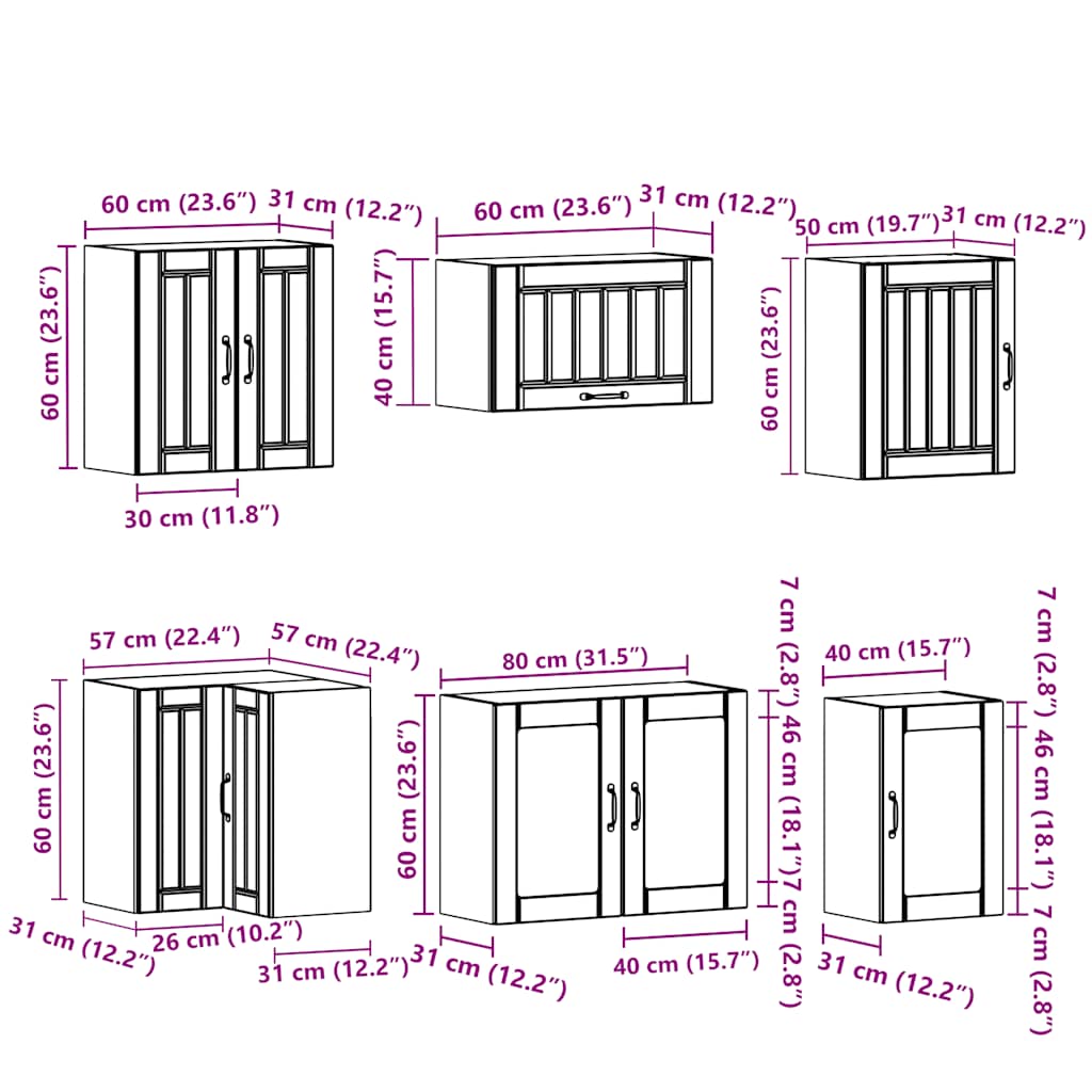 Set Mobili da Cucina 11 pz Lucca Bianchi Legno Multistrato