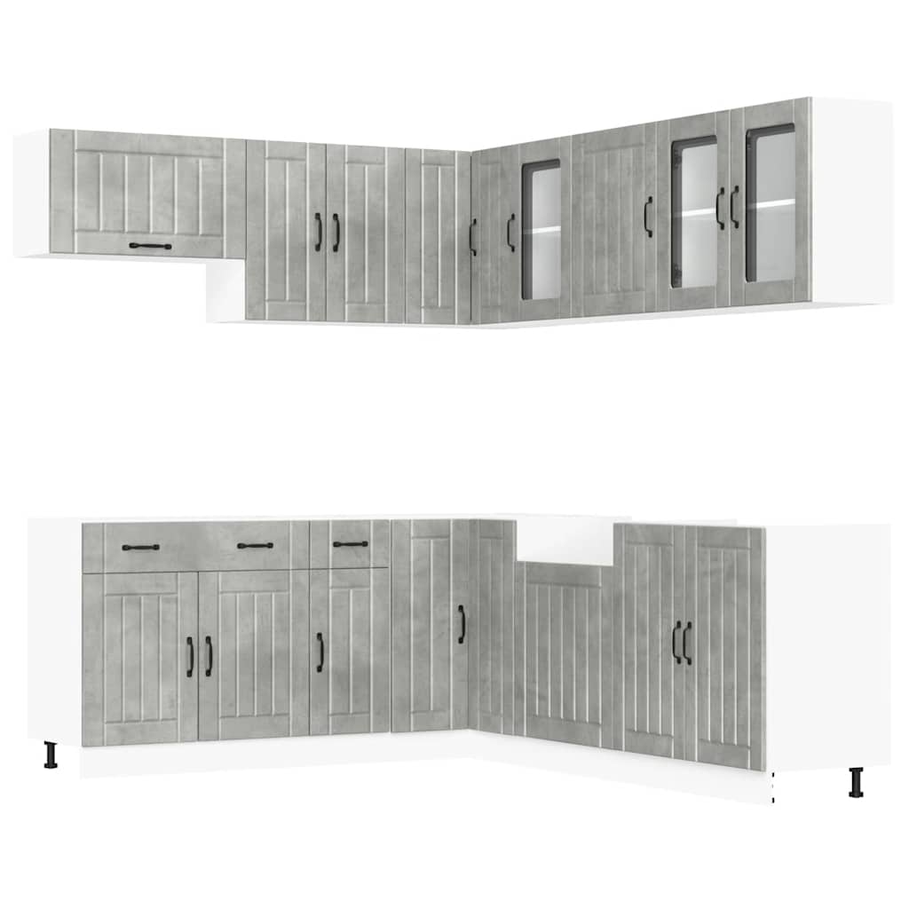 Set Mobili da Cucina 11 pz Lucca Grigio Cemento in Truciolato 3314925