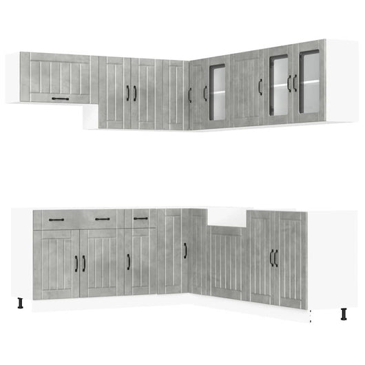 Set Mobili da Cucina 11 pz Lucca Grigio Cemento in Truciolato 3314925