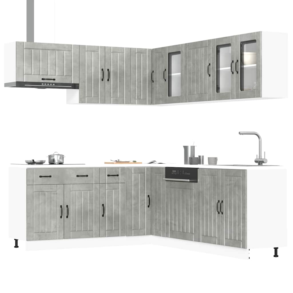 vidaXL Set Mobili da Cucina 11 pz Lucca Grigio Cemento in Truciolato