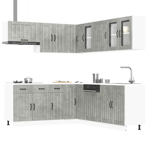 vidaXL Set Mobili da Cucina 11 pz Lucca Grigio Cemento in Truciolato