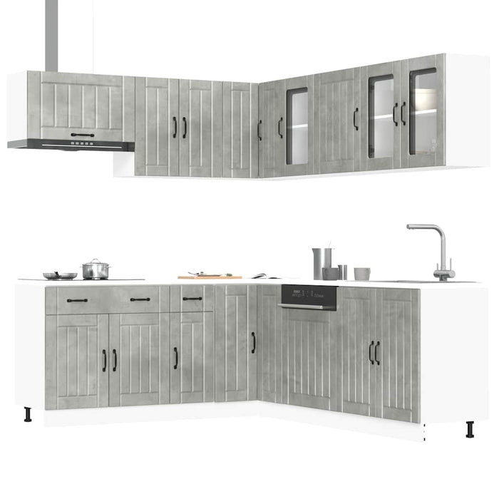 vidaXL Set Mobili da Cucina 11 pz Lucca Grigio Cemento in Truciolato