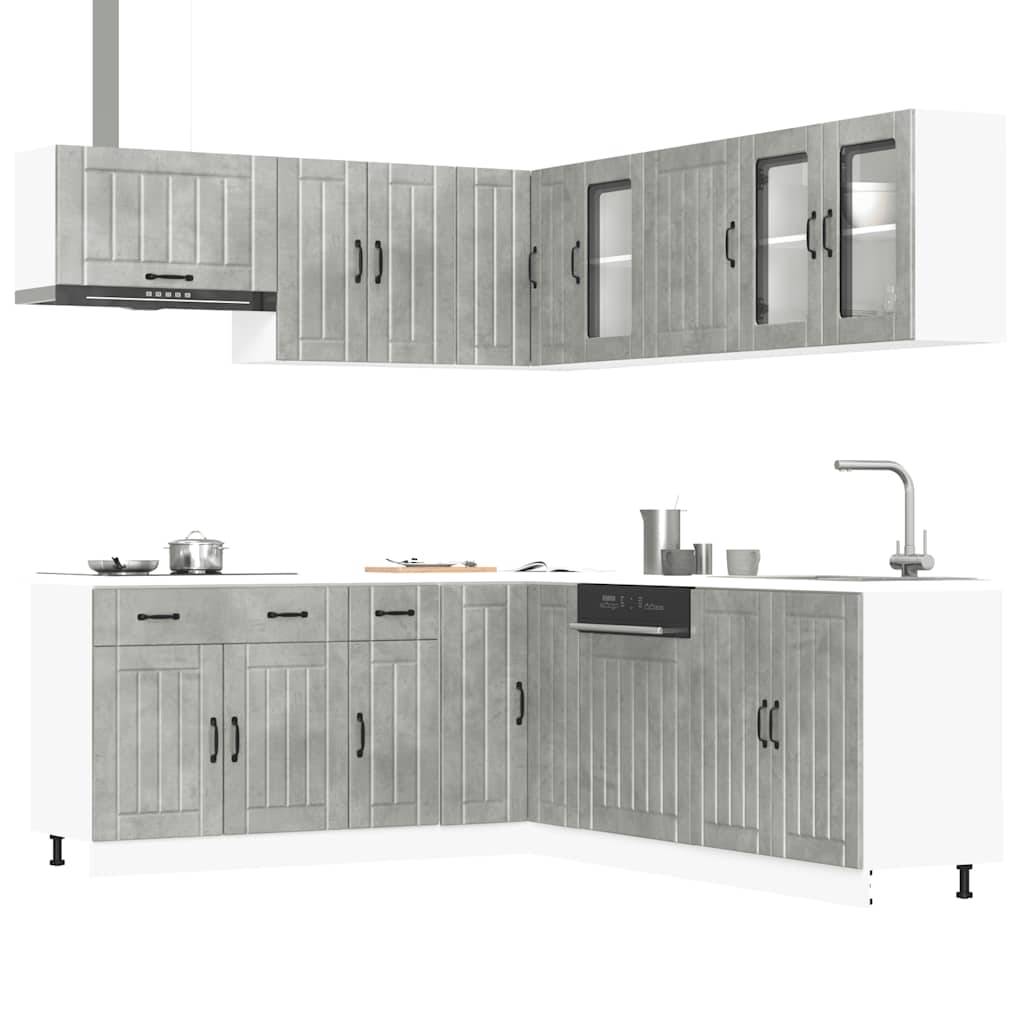 Set Mobili da Cucina 11 pz Lucca Grigio Cemento in Truciolato 3314925