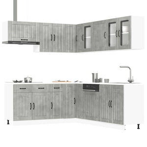 Set Mobili da Cucina 11 pz Lucca Grigio Cemento in Truciolato 3314925