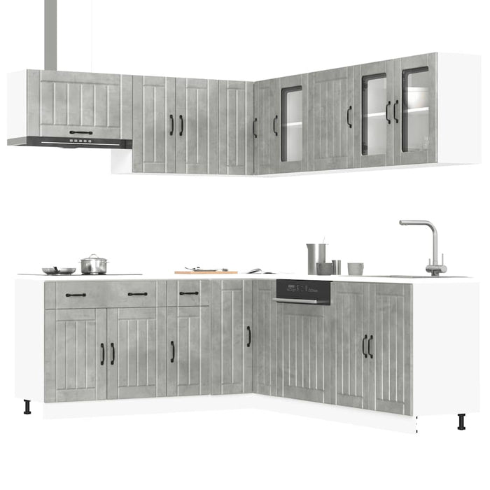 Set Mobili da Cucina 11 pz Lucca Grigio Cemento in Truciolato 3314925