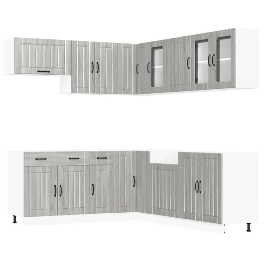 vidaXL Set Mobili da Cucina 11 pz Lucca Grigio Sonoma in Truciolato