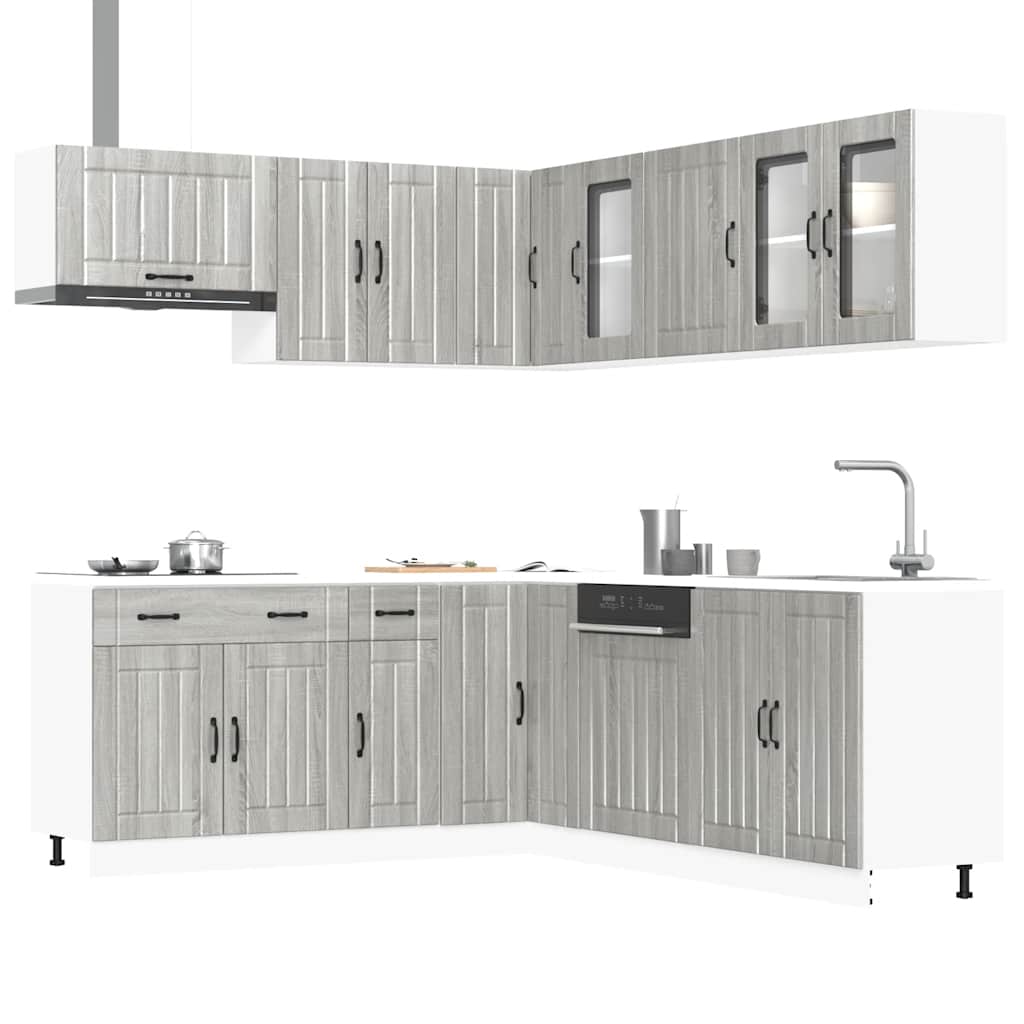 Set Mobili da Cucina 11 pz Lucca Grigio Sonoma in Truciolato 3314927