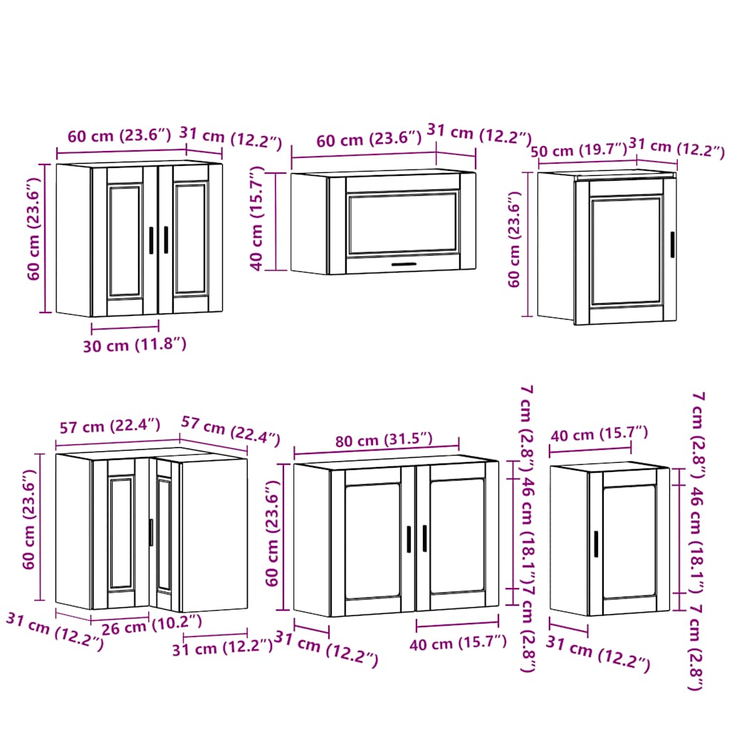 Set Mobili da Cucina 11 pz Porto Rovere Fumo in Truciolato 3314936