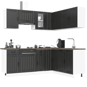 Set Mobili da Cucina 11 pz Kalmar Neri Legno Multistrato 3314942