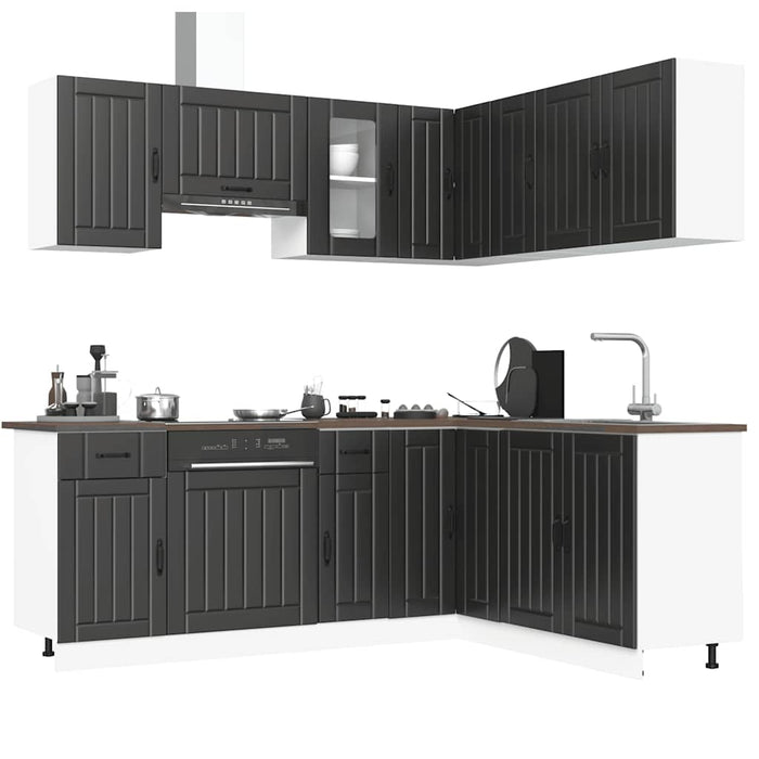 Set Mobili da Cucina 11 pz Kalmar Neri Legno Multistrato 3314942